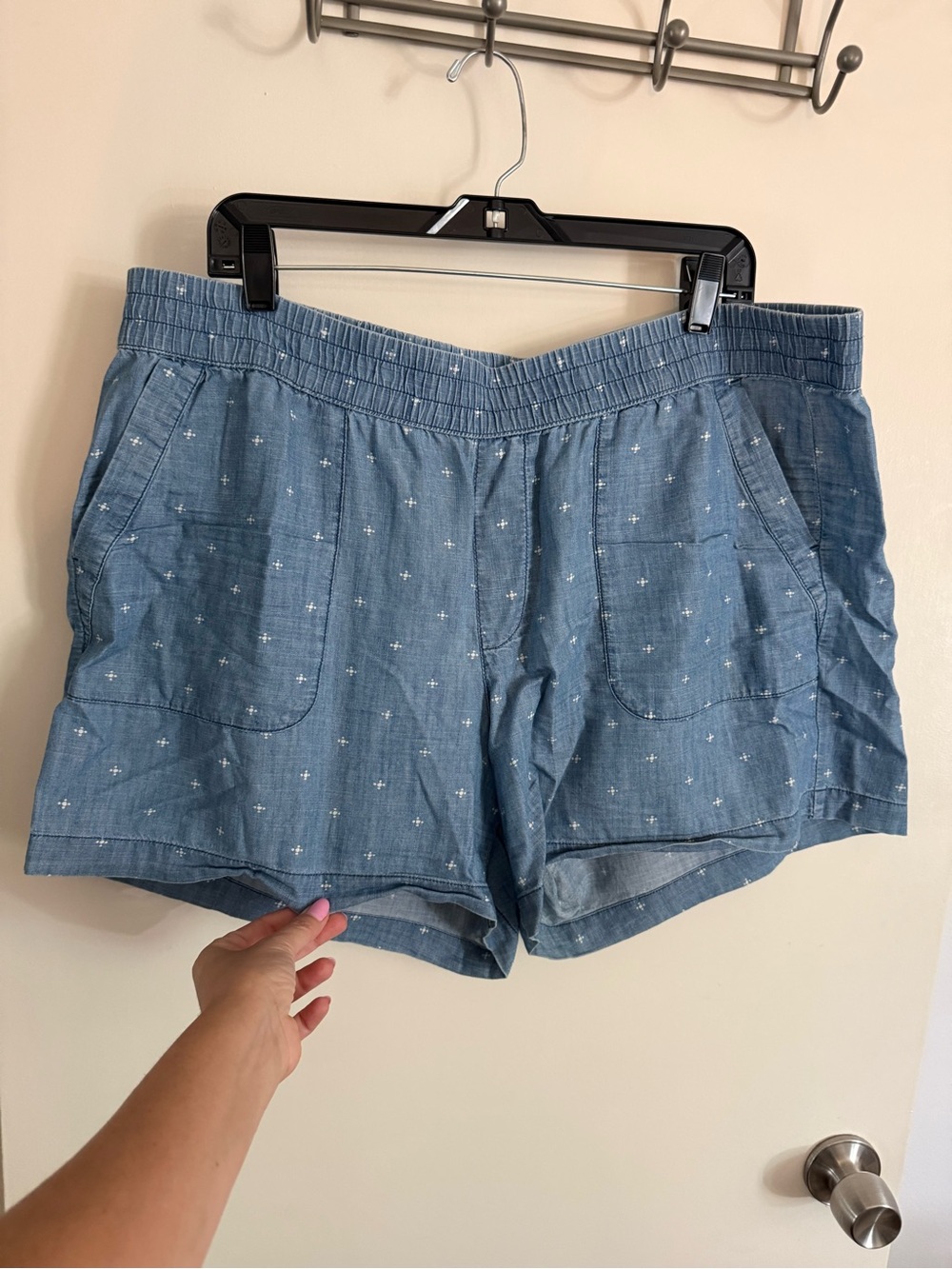 Light Blue Printed Casual Shorts